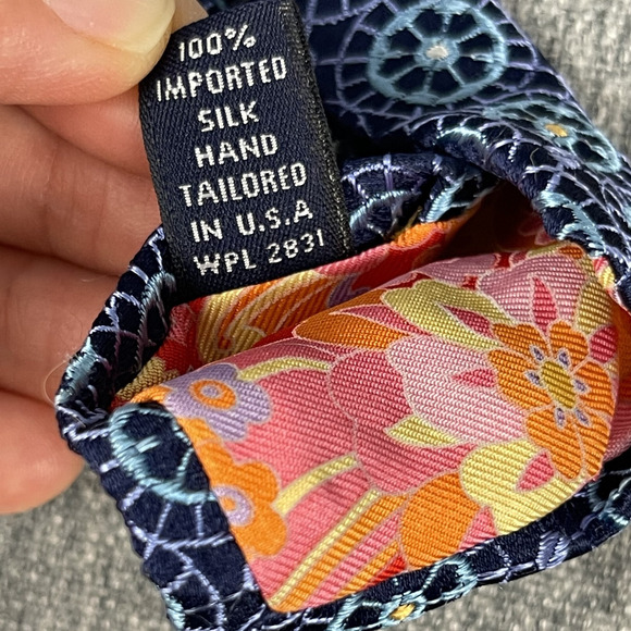 Ted Baker London 100% Silk Necktie Mens Blue Geometric Woven Hand Tailored USA - Picture 5 of 8